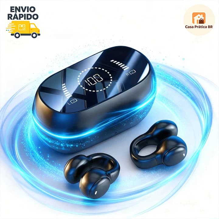 ✈️Envio Rápido｜Fone de Ouvido Bluetooth Sem Fio Design Totalmente Aberto, Display Digital, Som Surround 360°