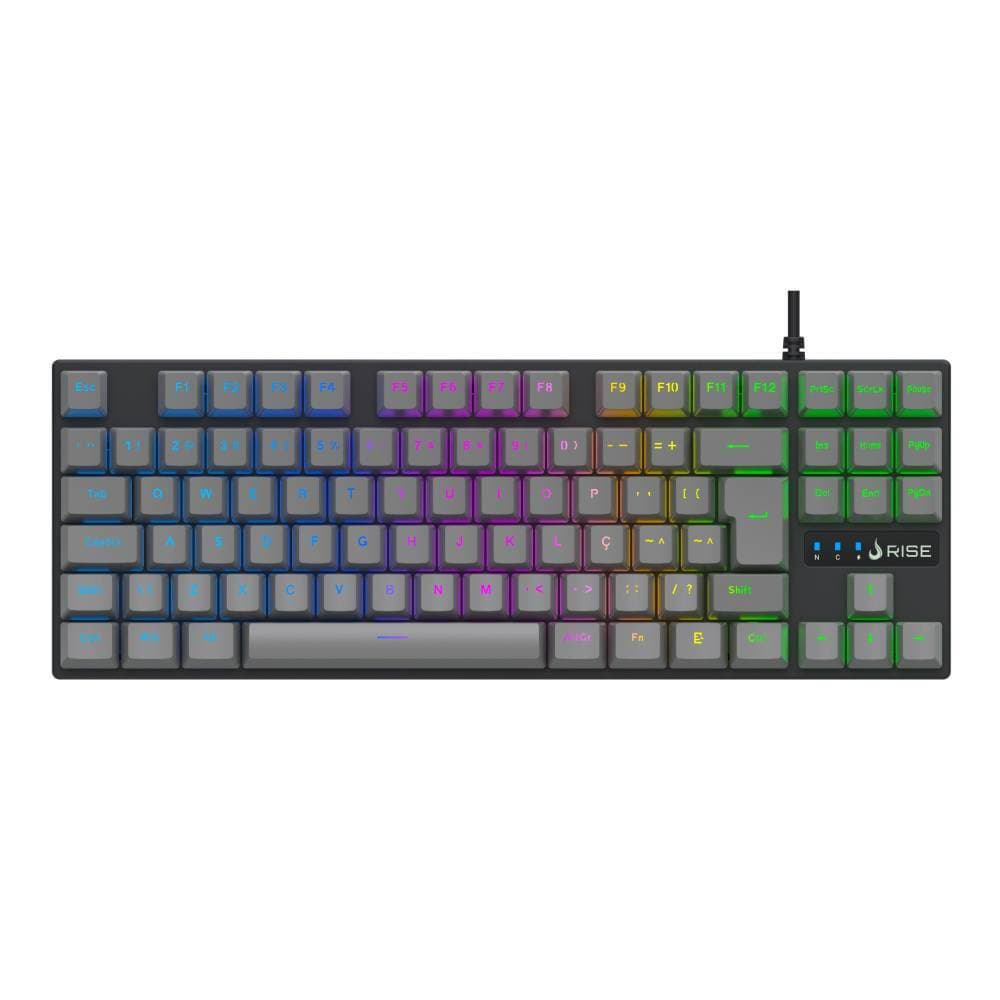 Teclado Mecânico Gamer Rise Mode Switch Rise Core RGB C/ Fio ABNT2 - RM-TCM-GHT-BG