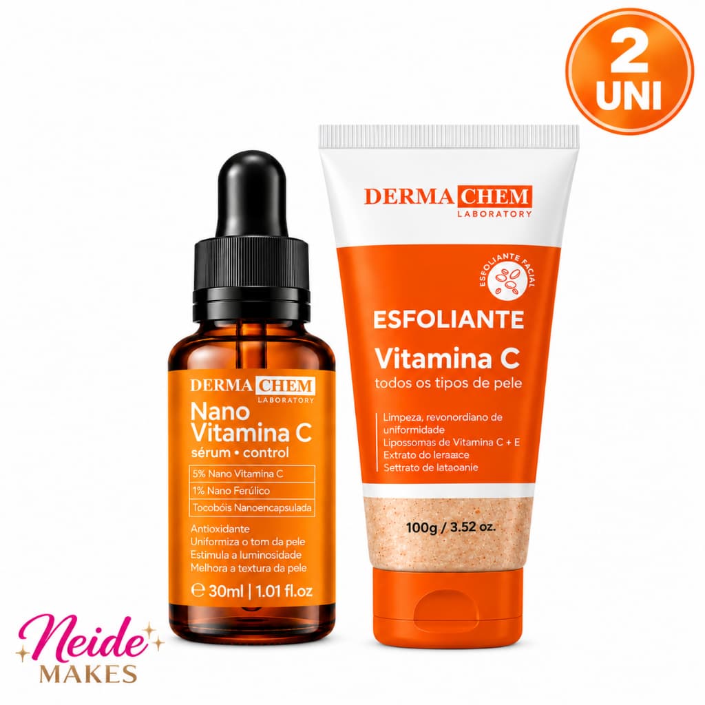 Kit Sérum Vitamina C Nano Control e Gel Esfoliante Vitamina C Dermachem 100ml