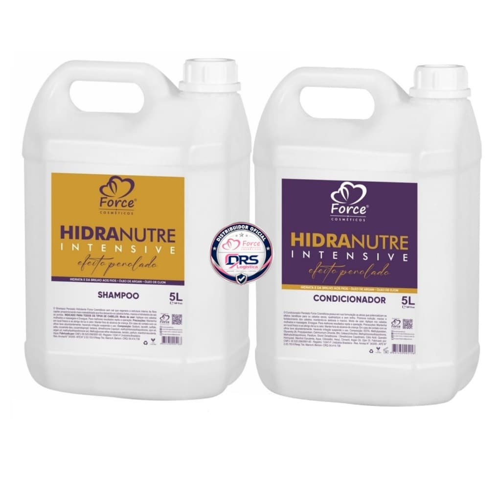 Kit Profissional Shampoo e Condicionador Perolado Hidratante Capilar Galão 5 Litros - Force Cosméticos