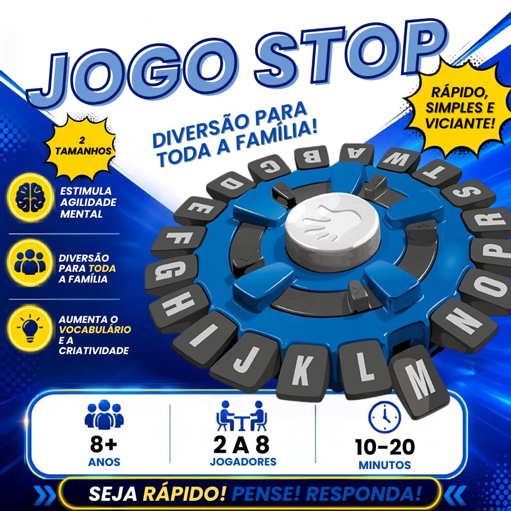 Jogo De Tabuleiro Stop Jogo De Palavras Rápido, adedonha Ideal Para Famílias E Crianças