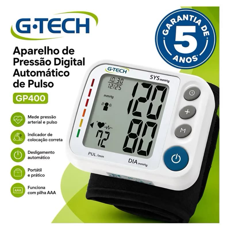 Aparelho de Pressão Arterial Pulso G-TECH Portátil Automático Digital Pronta Entrega