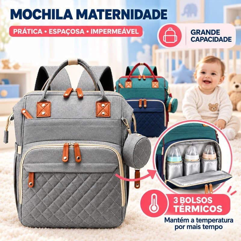 Mochila Bolsa Maternidade Mamãe Bebê Impermeável Grande Capacidade Porta Mamadeira Fraldas Mamãe Passeio Viagem