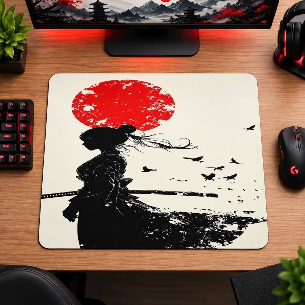 Mousepad Gamer Samurai Personalizado Pequeno 30x20 Premium para Computador Notebook Gamer