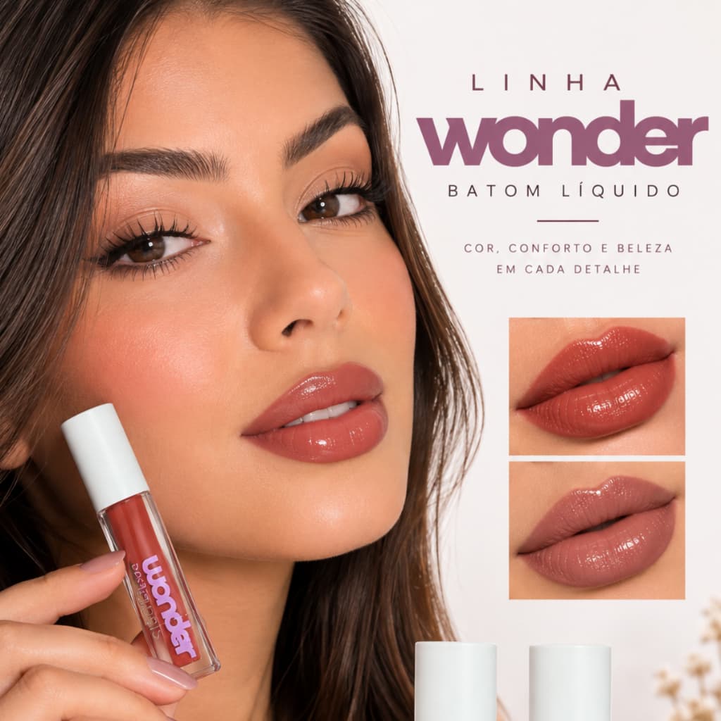 Batom Liquido Wonder Soul Ruby Rose Efeito Matte Longa Duração Alta Pigmentação Secagem Rápida