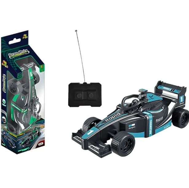 Carrinho De Controle Remoto Fórmula1 Recarregável com 1 Pilhas AA - Cor Preto e Azul