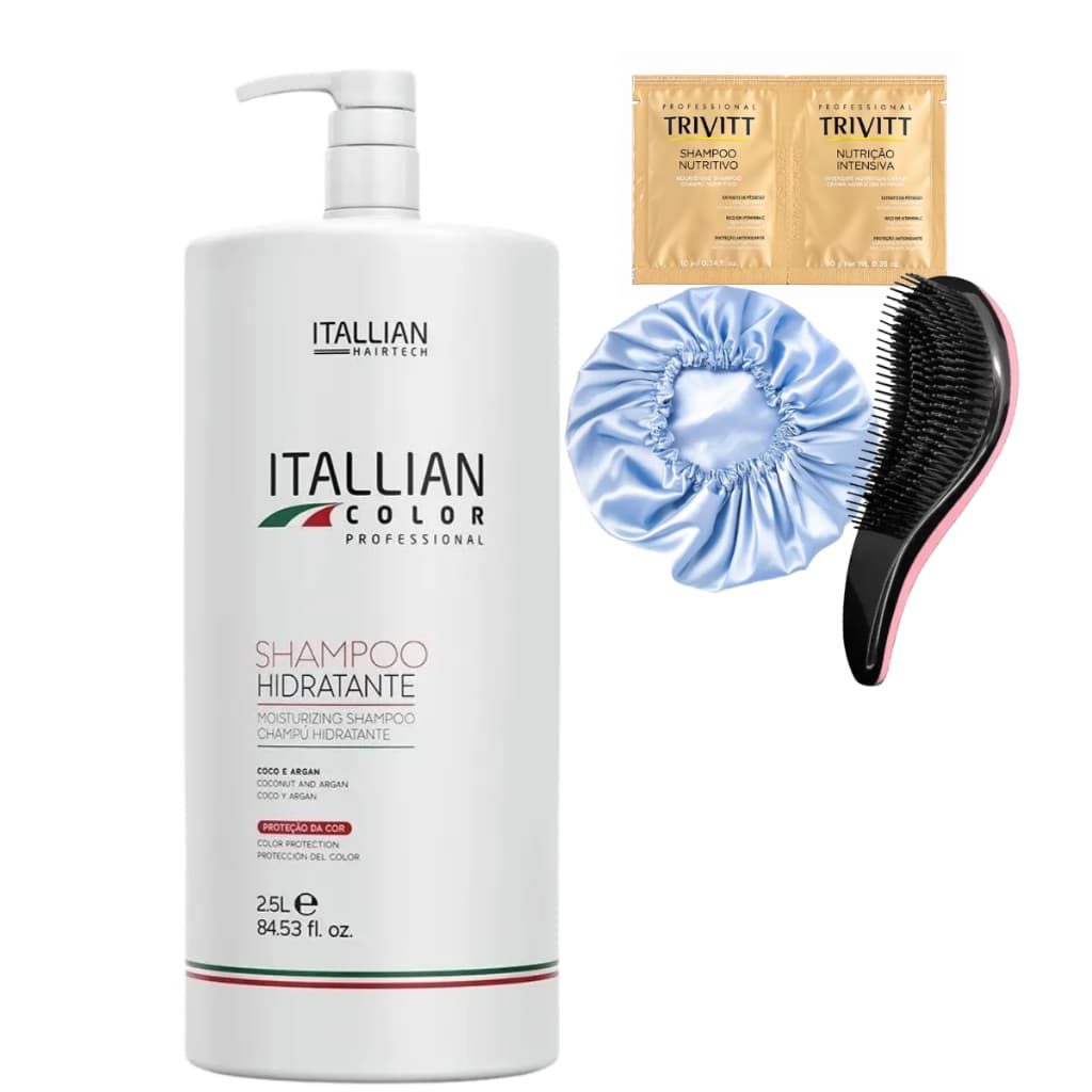 Itallian Color Shampoo Hidratante 2,5l com Sachês/Touca/Escova