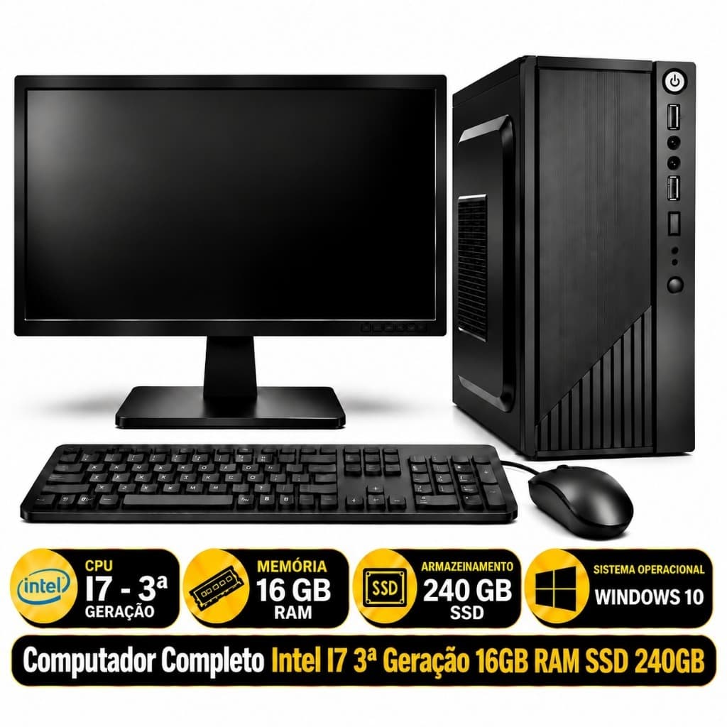 Computador Completo Intel Core i7 3ª Geração | 16GB | SSD 240GB - DDR3