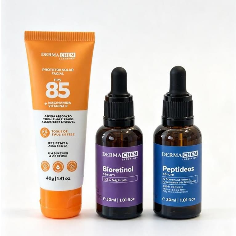 Kit Skincare Facial Dermachem Protetor Solar FPS 85 + Sérum Facial Anti-Idade 30ml
