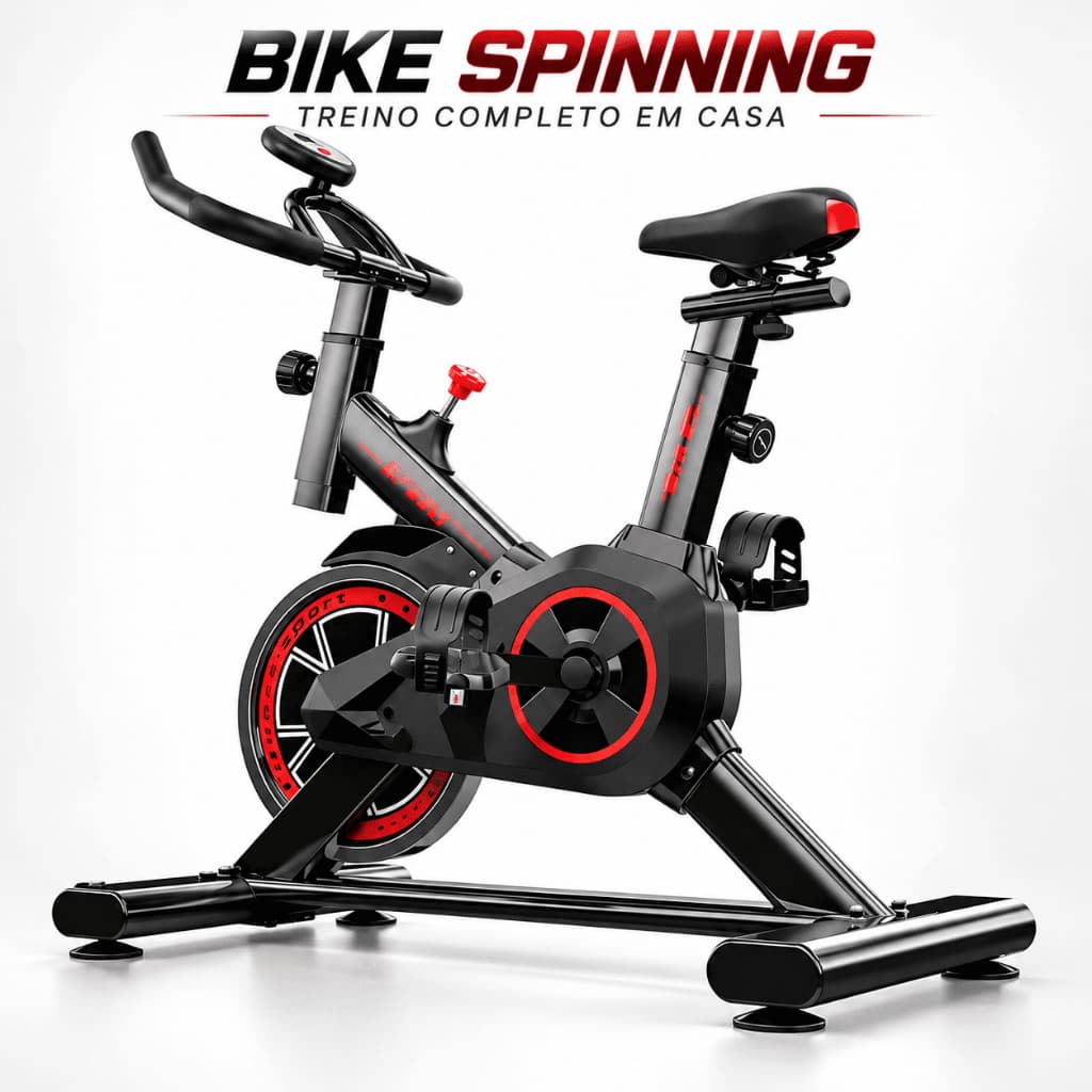 Bicicleta Ergométrica Spinning Bike Profissional Vermelha Aparelho de Academia em Casa Treino Cardio Suporta 120kg