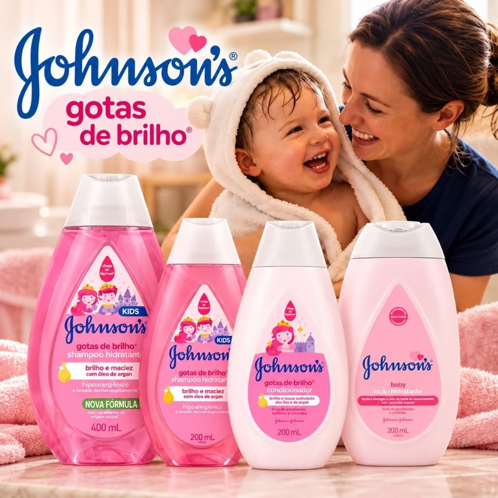JOHNSON'S BABY Linha Gotas de Brilho - Escolha Seu Kit.