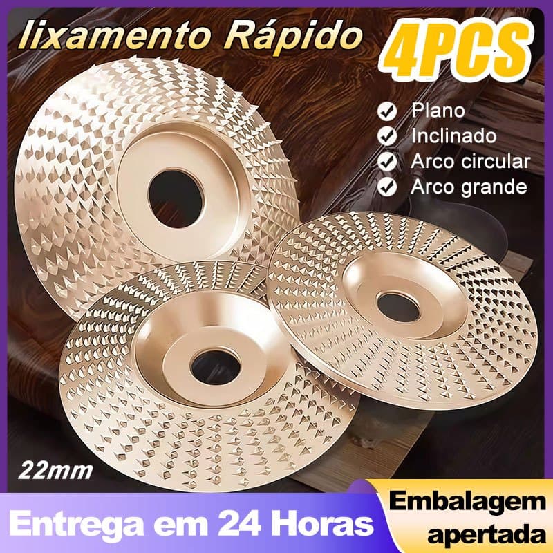 Disco de Desbaste Madeira 4pcs para Esmerilhadeira 100mm/4" - Furo 22mm