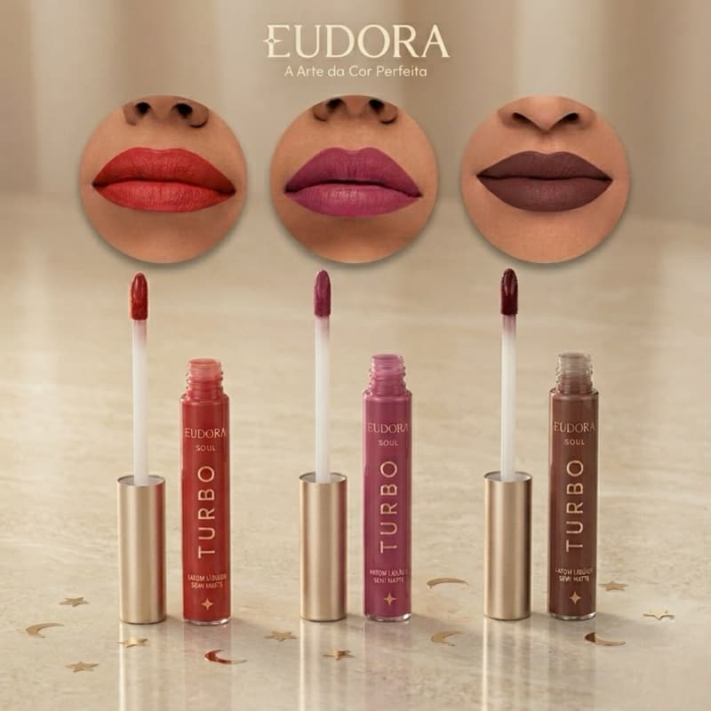 Batom Líquido Turbo Soul Eudora Semi Matte Original – Escolha Sua Cor