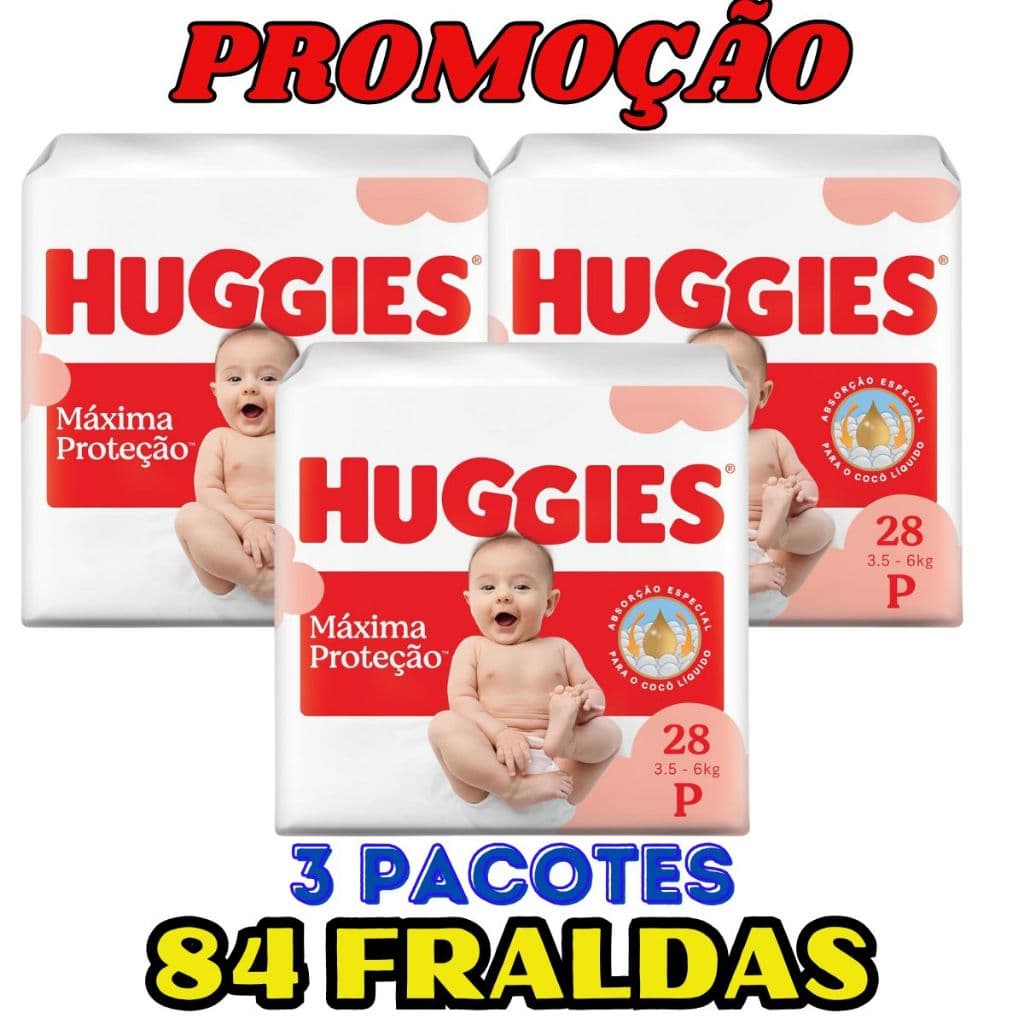 Fralda Huggies Máxima Proteção Tamanho P - Kit com 84 Fraldas