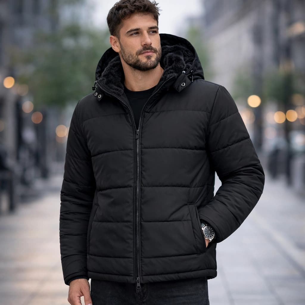 Jaqueta Bobojaco Masculino Peluciado Grosso Térmico Impermeável Forrado Com Capuz Casaco Inverno