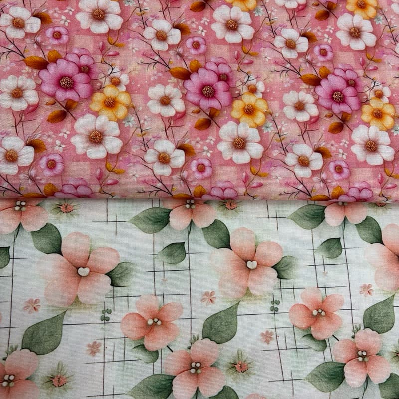 TRICOLINE DIGITAL FLORAIS ROSA 100% ALGODÃO (50CMX150CM) COSTURA CRIATIVA, PATCHWORK E ARTESANATO EM GERAL