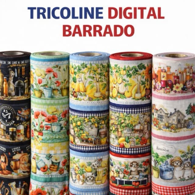 Tecido Tricoline Barrado Digital 100% Algodão varias Faixas Patchwork Artesanato