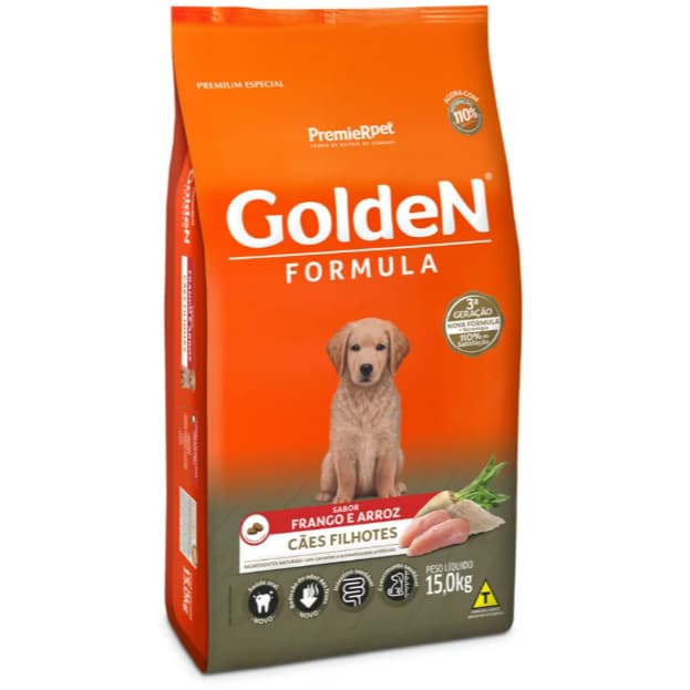Ração Golden para Cachorro Filhote Frango E Arroz 15kg