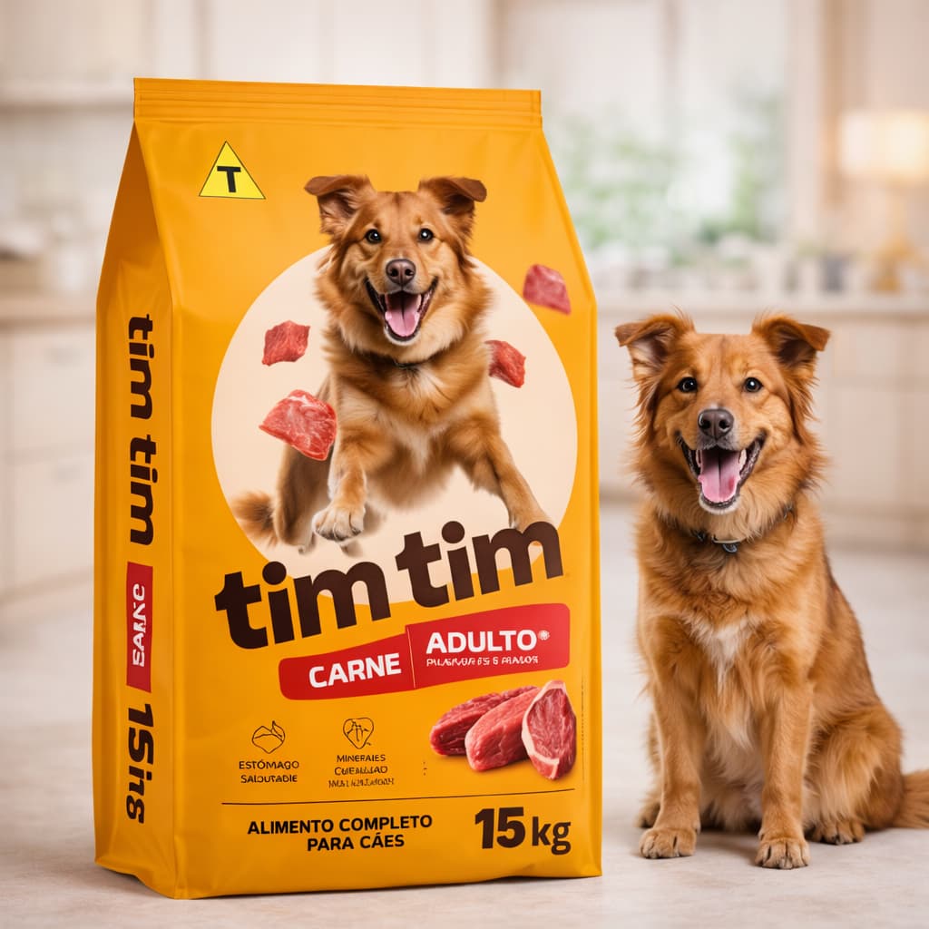 Ração Cachorro Adulto15kg Tim Tim Dog Todas Raças Sabor Carne