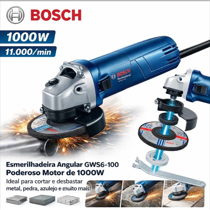 esmerilhadeira lixadeira 220V GWS6-100 serra 1000W lixadeira bosch 110V esmerilhadeira Angular Corte