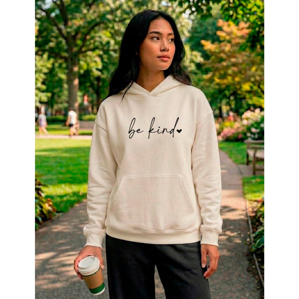 Conjunto Moletom Canguru Feminino Be Kind Capuz + Calça Moletom Algodão