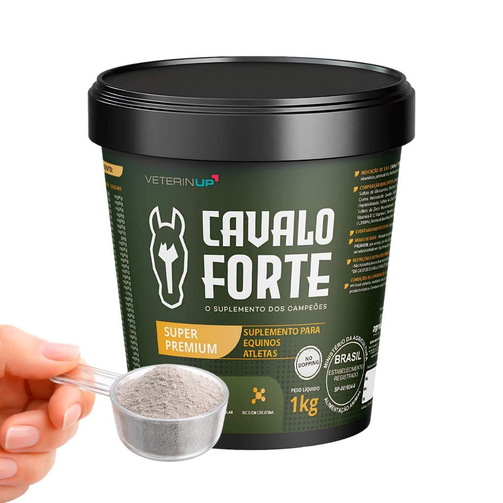 Suplemento Cavalo Forte Super Premium 1kg Suplemento para Equinos com 4x Mais Creatina, Ômega 3, Vitaminas e Minerais