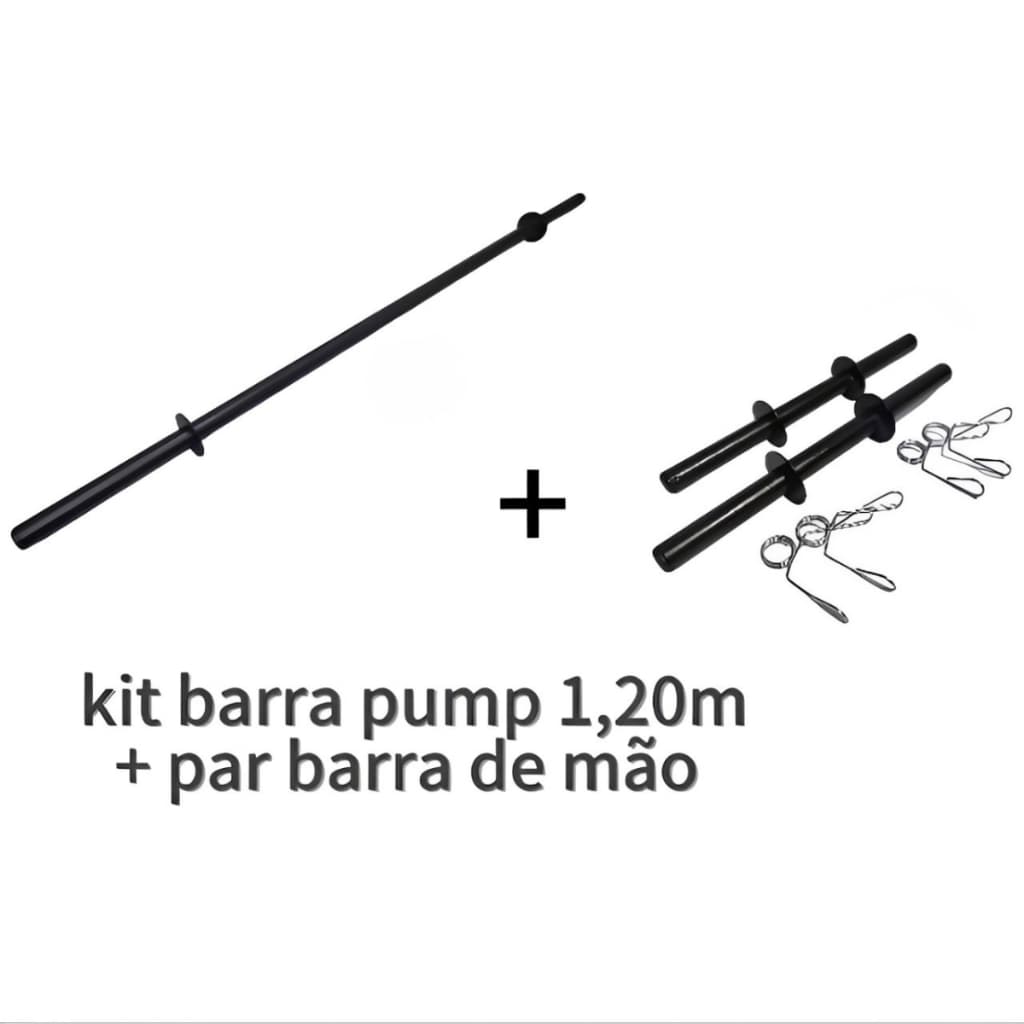 Kit Barra Body Pump 1,2 + Par de Halter Academia Musculação Treino