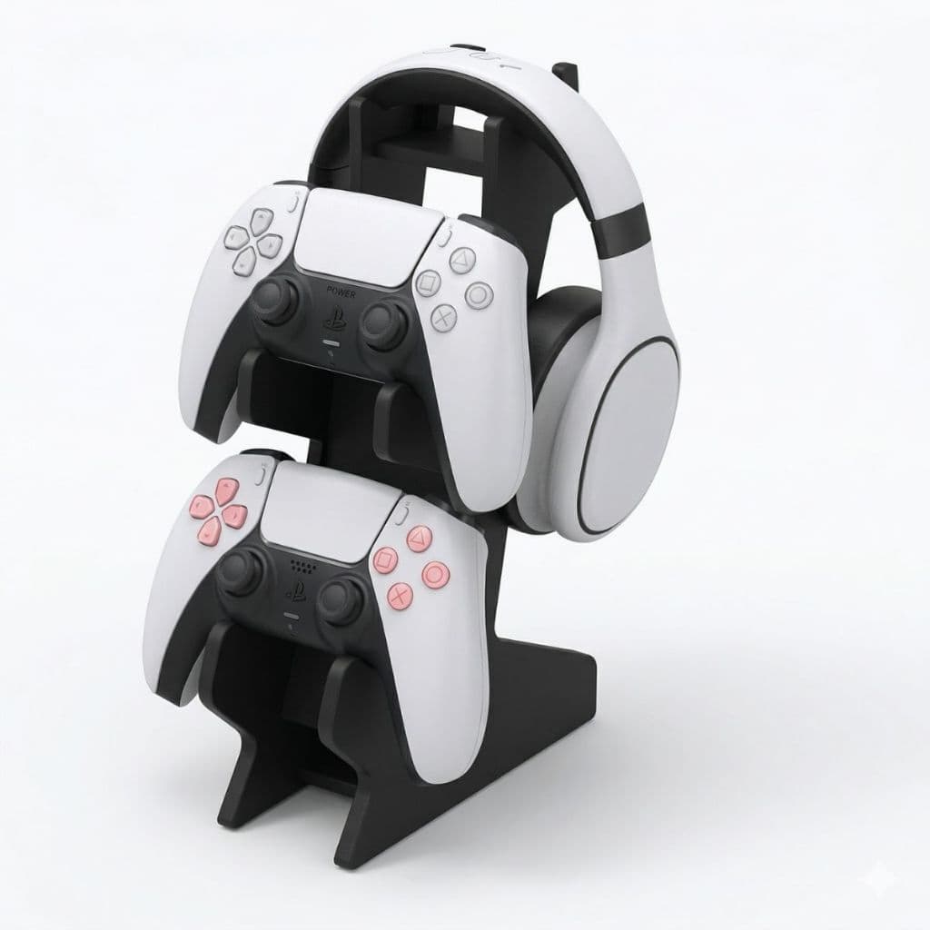 Suporte De Controle De Vídeo Game Headset Fones Gamer - X Box One Ps4 Ps5 Fone Mdf Preto