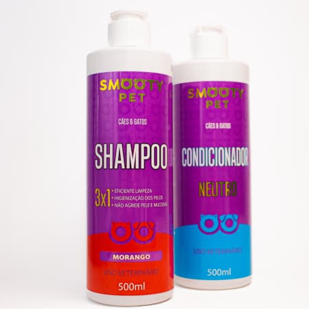 kit Banho- Shampoo Pet Shop + Creme condicionador 500ml- para cachorros e gato- Smooty Pet