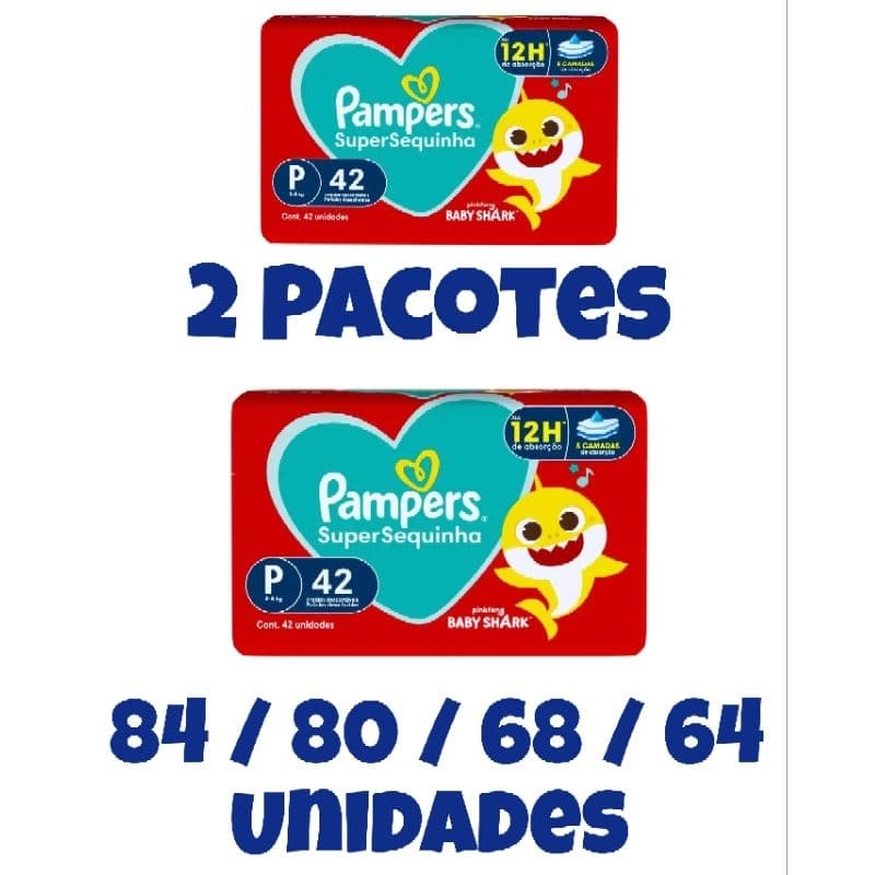 Fralda Pampers Super Sequinha P M G XG 2 Pacotes