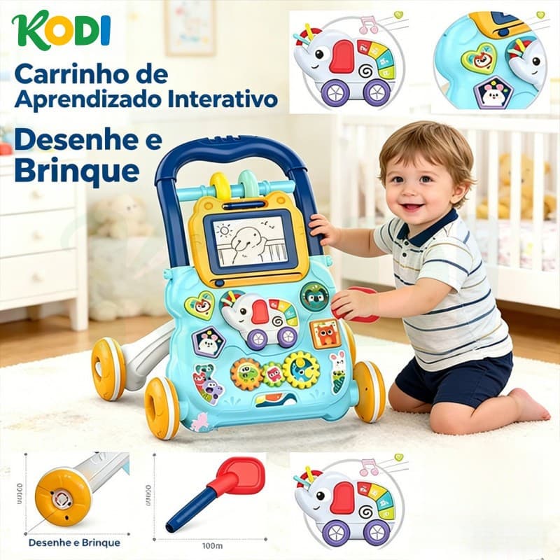 Andador Infantil Empurrador Musical Didático com Quadro Mágico Educativo para Bebê-P20