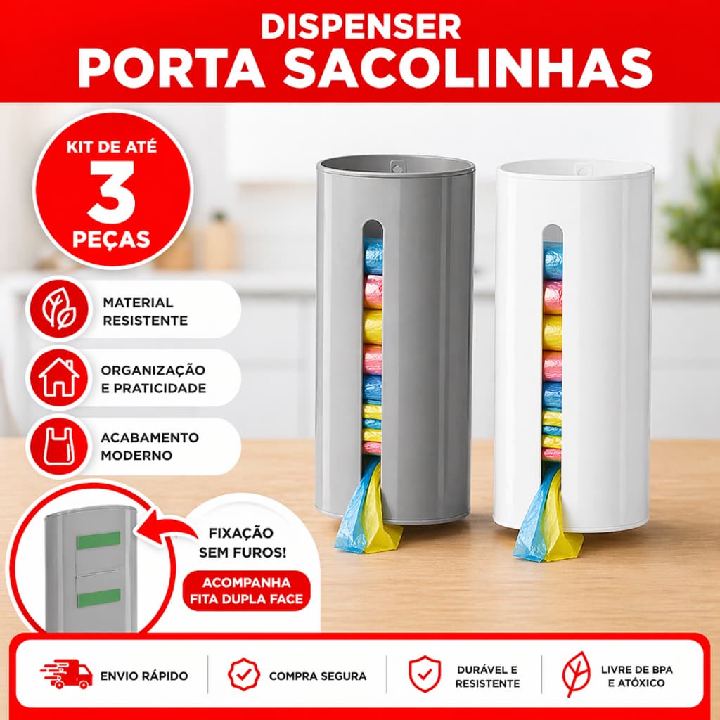 Suporte Multiuso para Sacola de Lixo – Organização Prática para Cozinha e Banheiro!