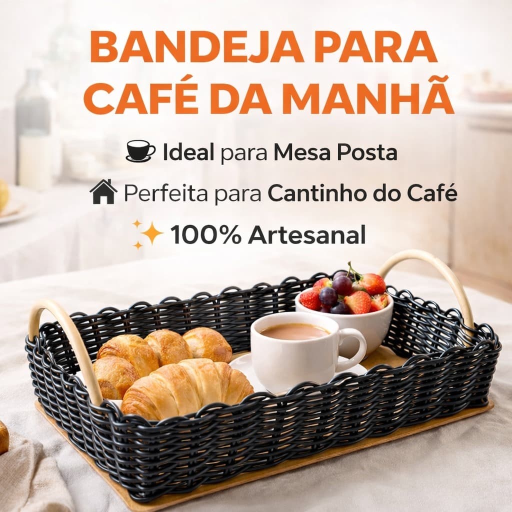 Bandeja decorativa para Café da Manhã Mesa Posta Cesta de Pão Organizador Multiuso de Cozinha