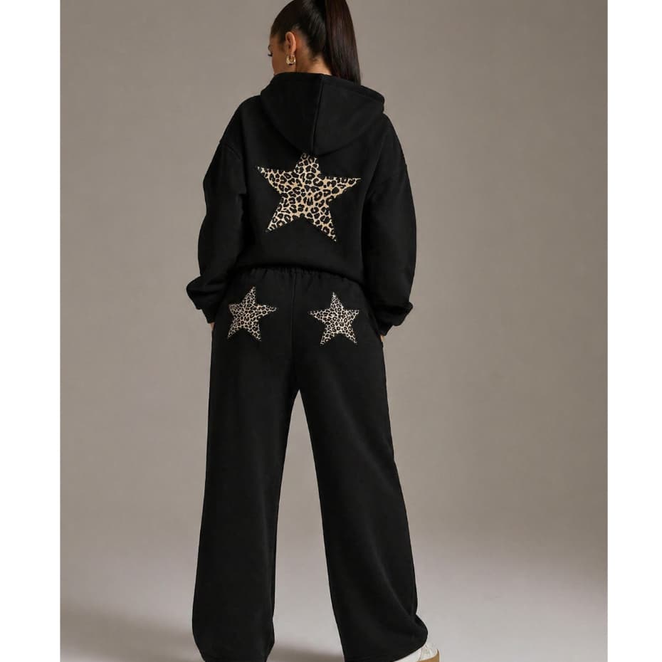 Conjunto de Moletom Feminino Streetwear Tendência Casual Calça Pantalona Moletom Casaul E blusão de Frio Moletom Inverno