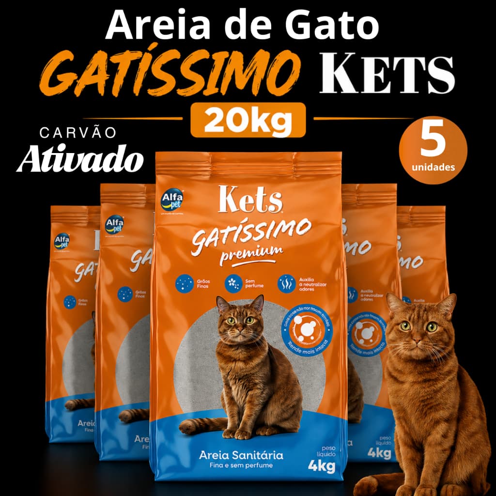 Areia Sanitária Gatíssimo 20kg Kit 5 Unidades Anti Cheiro Para Gatos