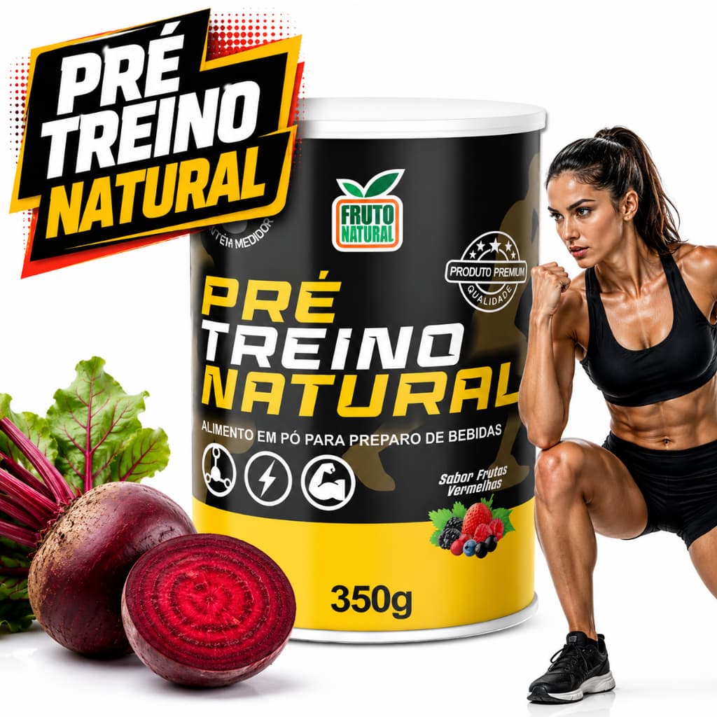 Pré Treino Natural 100% Puro Farinha de Beterraba Energia e Força Suplemento Ativador Metabólico
