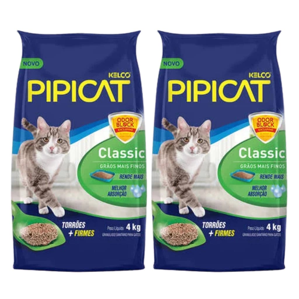 Kit 2 Areias Sanitárias Para Gatos Kelco Pipicat Classic 4kg