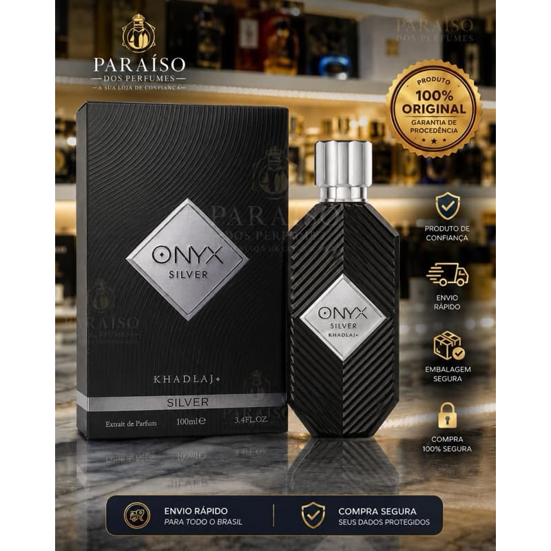 Perfume Árabe Onyx Silver Khadlaj Original 100ml Masculino Importado Alta Fixação