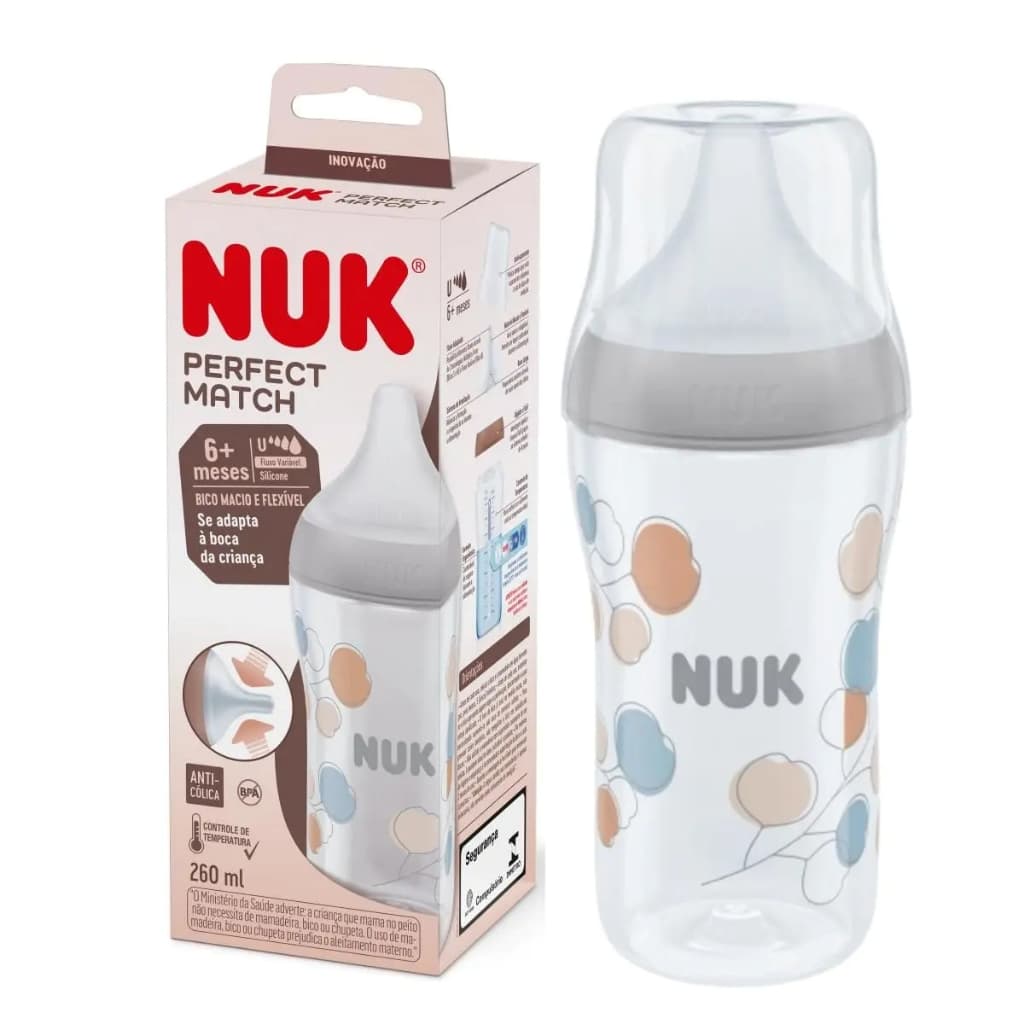 Mamadeira Nuk Perfect Match 260ml +6M Fluxo Variável