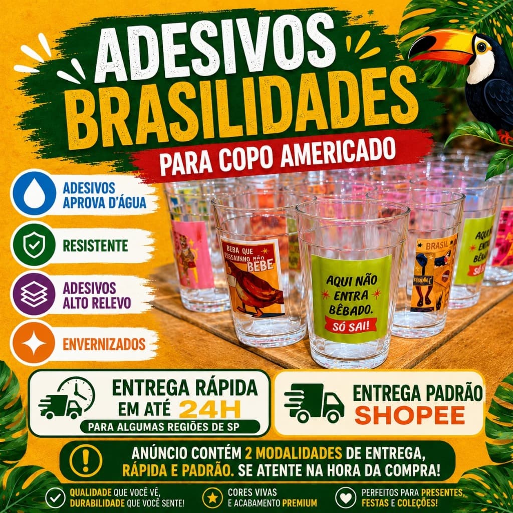 Adesivos DTF UV tema BRASILIDADES | Alta Qualidade | Pronto para Aplicar