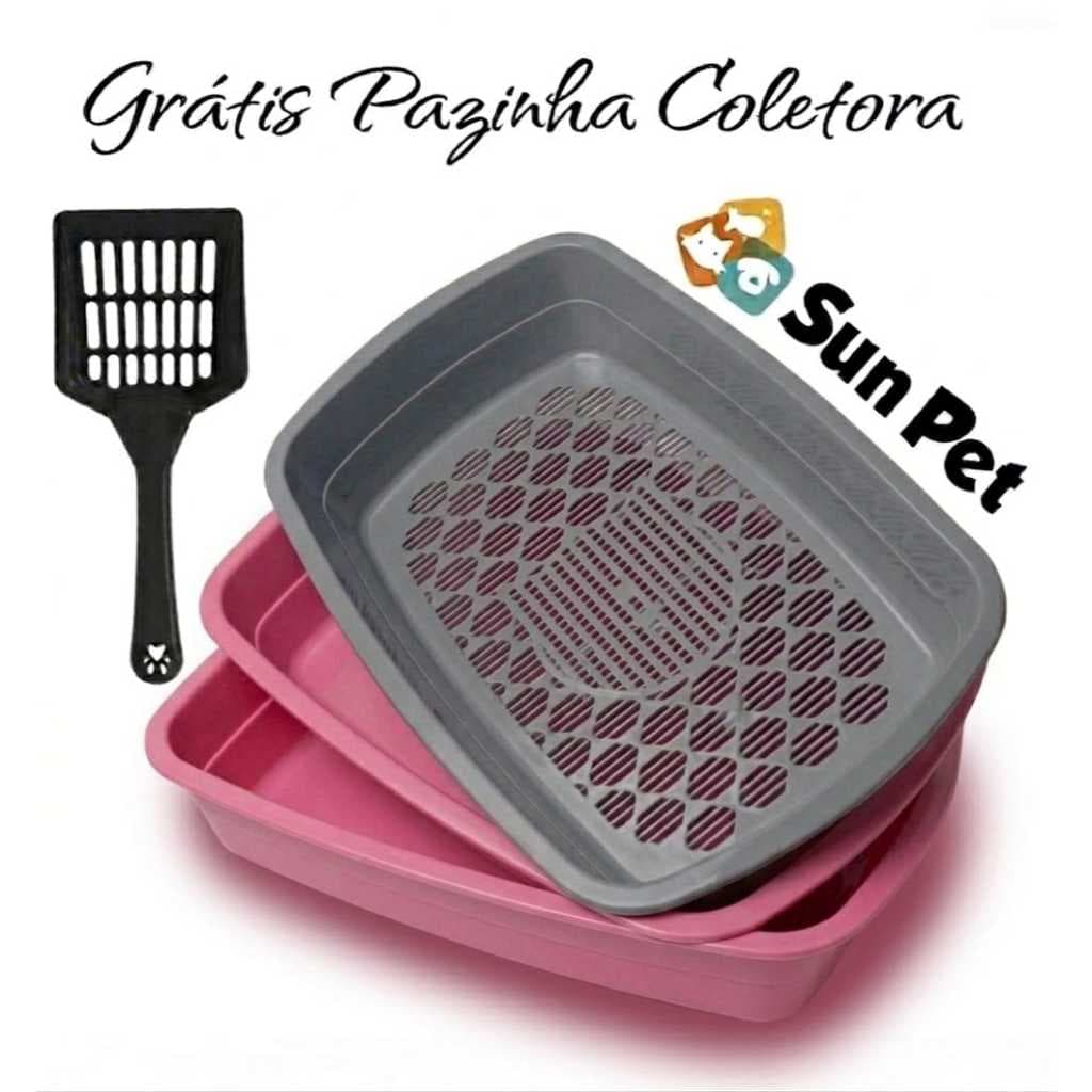Caixa de Areia para Gato TuimCat Bandeja Higiênica Furba Sanitária Areia Gatos Pet com 3 Peças E Pazinha
