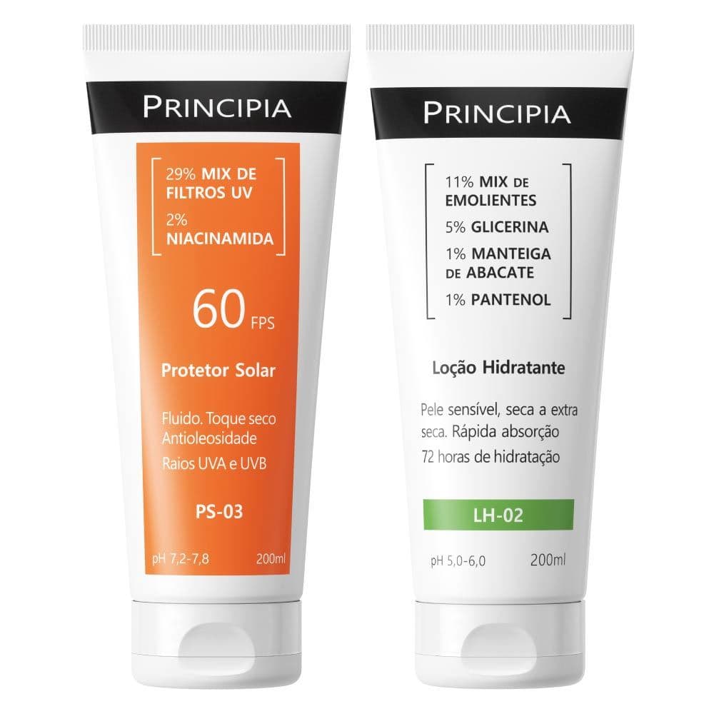 Principia Kit Praia Cuidado Corporal c/ Protetor PS-03 FPS60 + Loção Hidratante LH-02