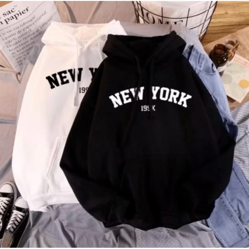 Moletom Cangurú Unissex Blusa de Frio Casaco Feminino Masculino Flanelado Algodão New York 199X