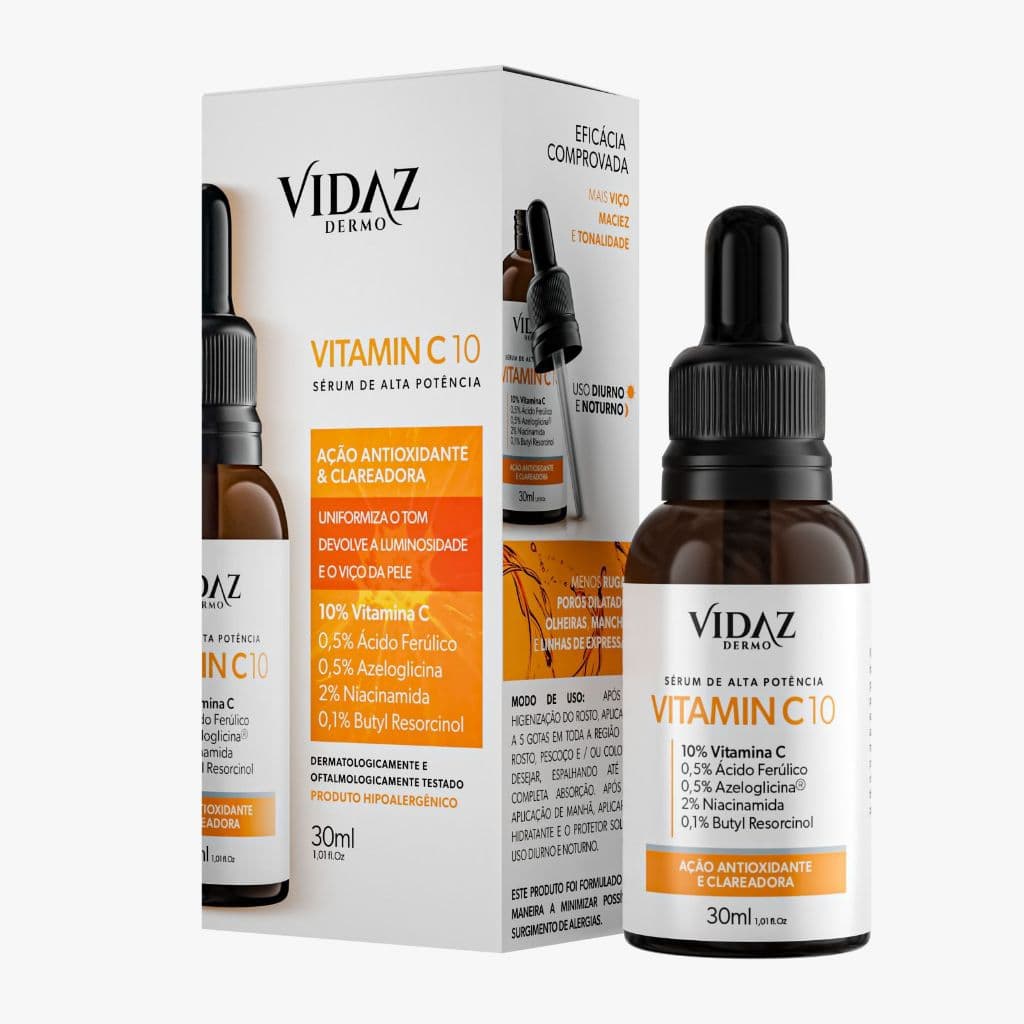 Sérum Facial Vitamina C 10 Clareador Antioxidante Skazi Vidaz 30ml