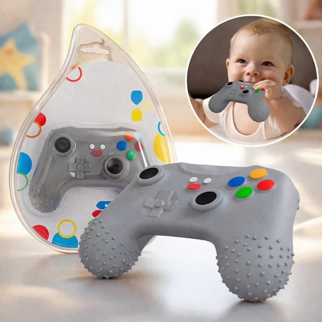 mordedor infantil macio para bebe controle video game joystick pais e filhos menino e menina