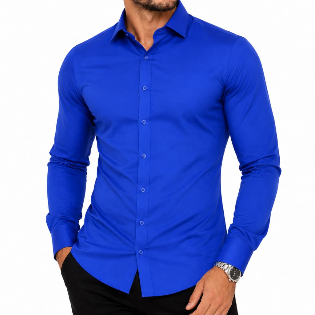 Camisa Social  Masculina Slim Fit Manga Longa Passa Facil