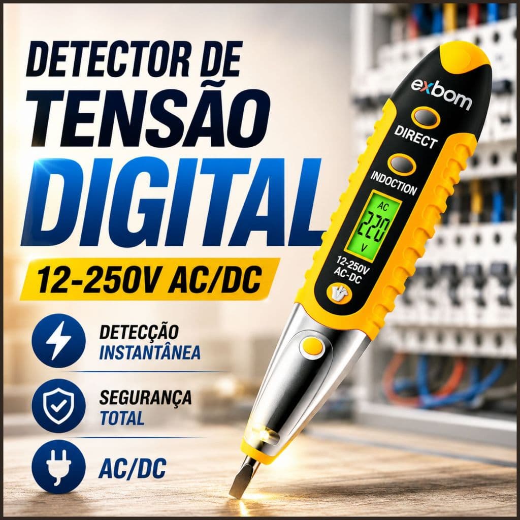 Caneta Testador de Tensão 12V a 250V AC/DC Digital com Display
