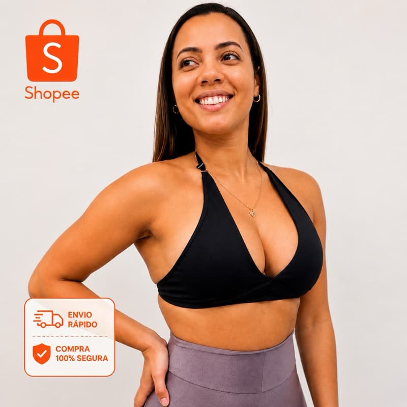 Top Frente Única Feminino Costas Nuas Regulável Fitness Academia e Casual
