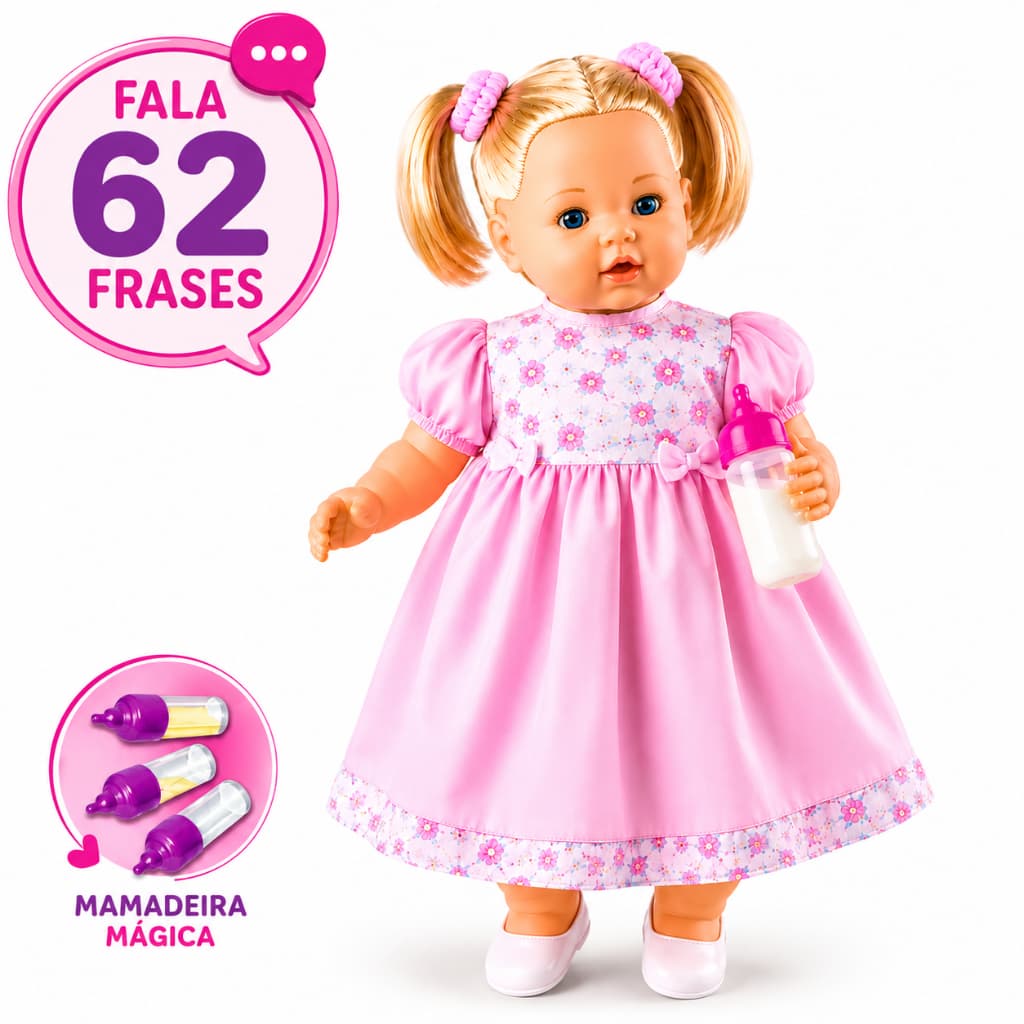 Boneca Grande Angelina Loira Fala 62 Frases Mamadeira Boneca Que Fala Brinquedo Tipo Boneca Reborn