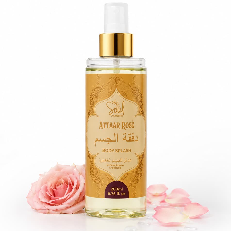 Body Splash Árabe feminino Importado  Attaff Rose 200ml Soul Cosméticos
